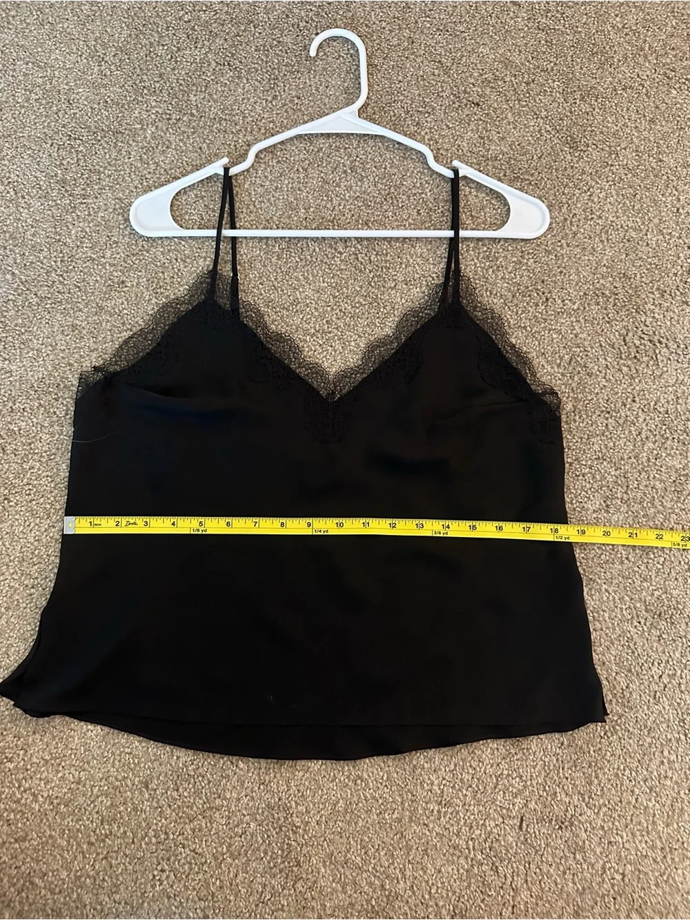 Victoria's Secret Black Satin Cami with Lace Trim